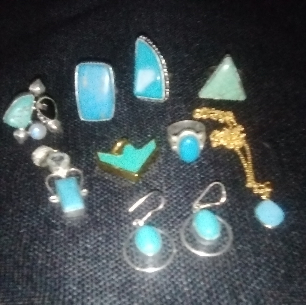 ARIZONA SLEEPING BEAUTY TURQUOISE JEWELRY 9 PEICE BUNDLE SET.